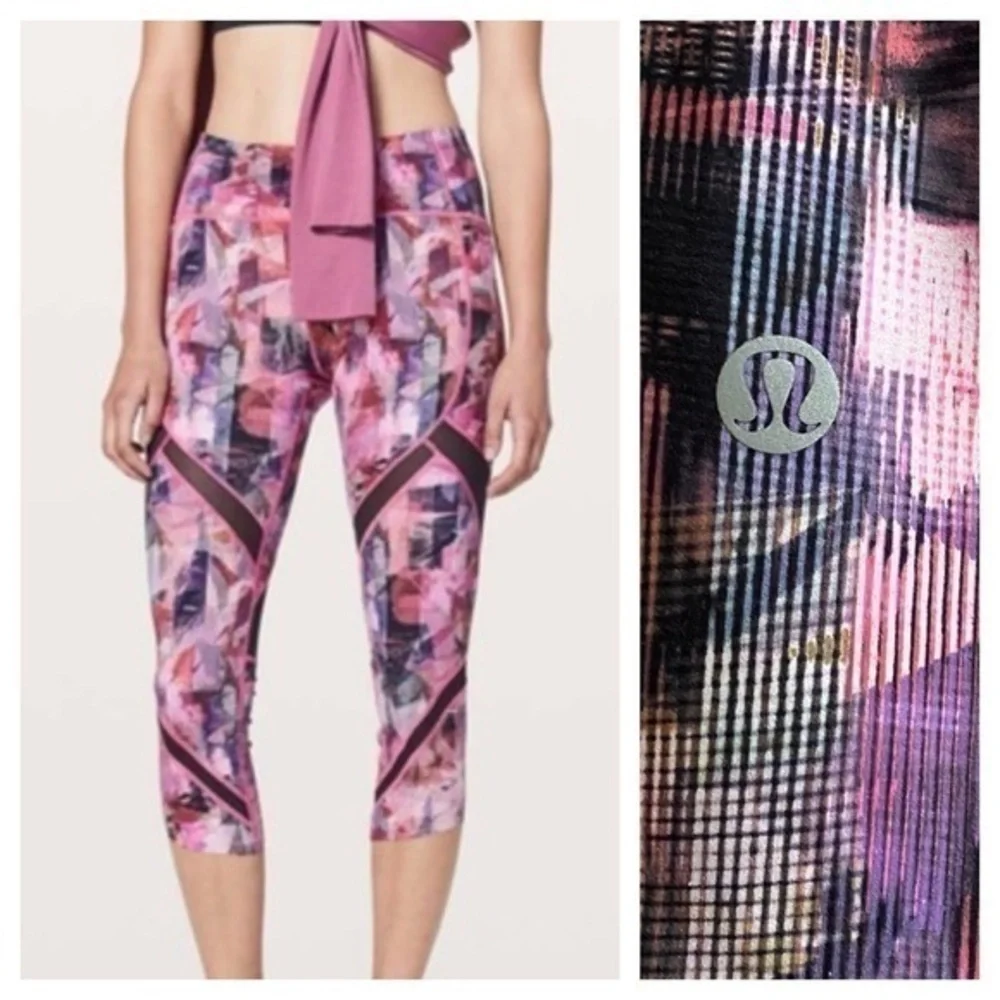 Lululemon On Pace Crop Sun Dazed Multi Pink Leggings Size 4